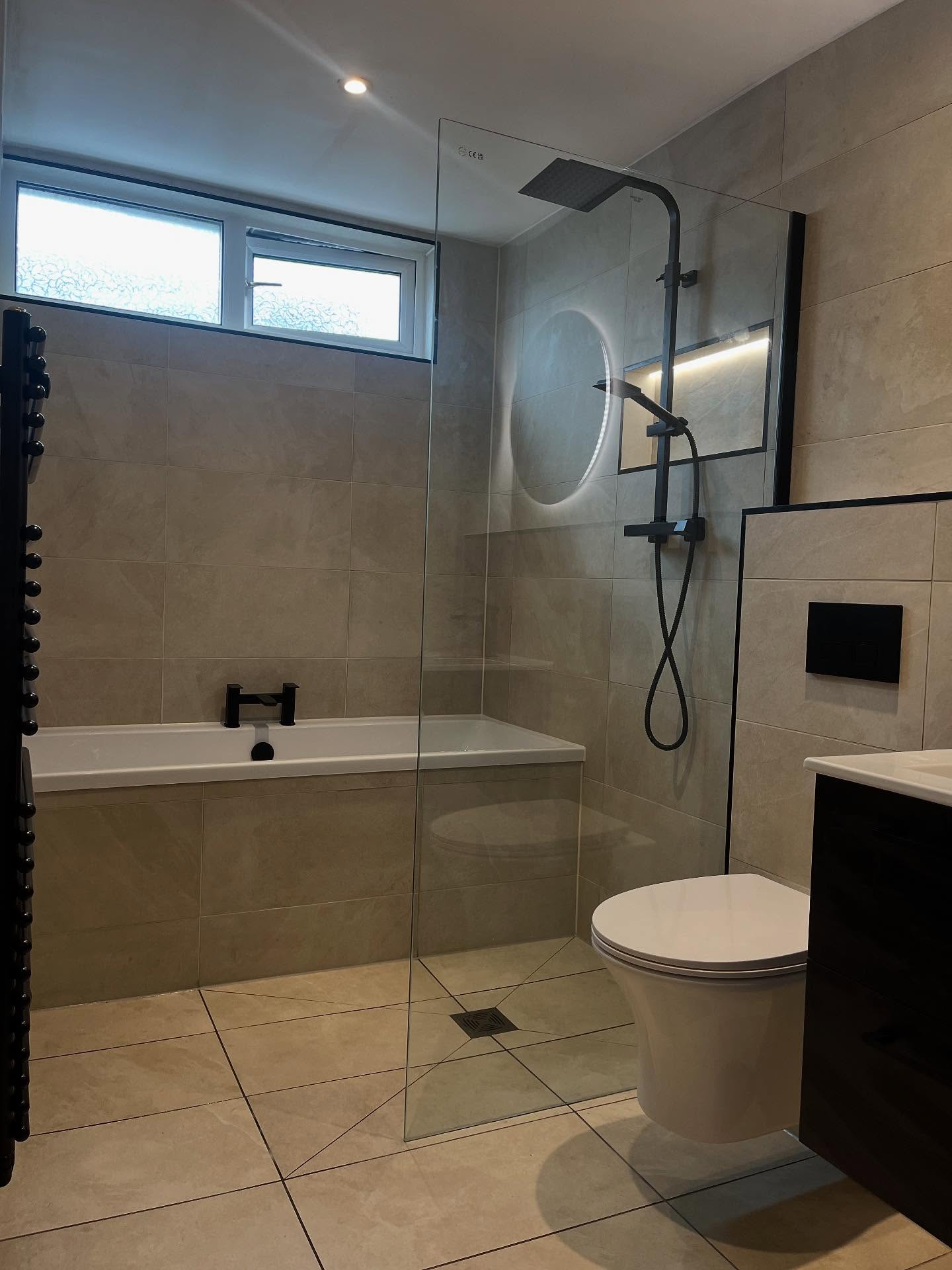 Walk-in shower room fitted by CDM Plumbing in Paisley